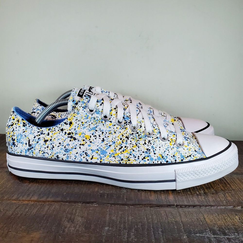 Converse Chuck Taylor All Star Low Shoes Mens 10 A00469F Paint Splatter White